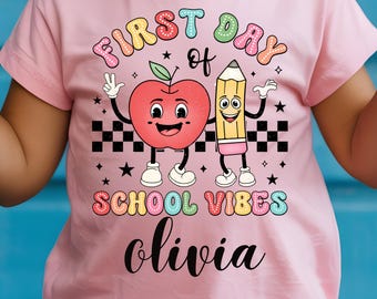 Back To School Shirt, First Day of School Shirt With Kid Name, Kindergarten Shirt for Kid, Elementary Shirt, Toddler School Tee, Custom Name