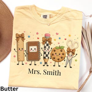 Comfort Colors® Fall Teacher Life Faux Patchwork Shirt, School Supplies Graphic Tee.