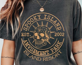 Spooky Island Halloween Shirt, Retro Disco Skull Comfort Colors® Tee, 90s Halloween Movie Shirt, Summer Spooky Season T-Shirt, Vintage Tee