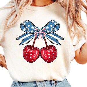 Comfort Colors® Memorial Day Shirt,Coquette 4th of July Shirt Women,Stars Stripes USA Flag Shirts, Red White Blue Shirts for Women-Patriotic
