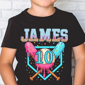 Personalized Baseball Drip Shirt for Kids, Boy Girl Birthday Baseball Shirt,Custom Baseball Drip Tee,Ice Cream Drip Toddler Youth Sport Gift