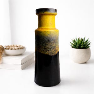 MCM West German Fat Lava Vase,Yellow and Black numbered 205-32 12.5”tall