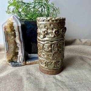 Handmade Mid Century Brutalist Unique CLay Vase Organic Bold One of a Kind Vase Art Pottery SIgned.