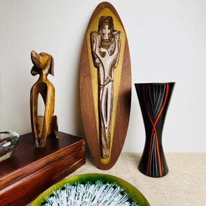 MCM Ceramic Jesus on Cross Wall Hanging: Mid-Century Modern Religious Art