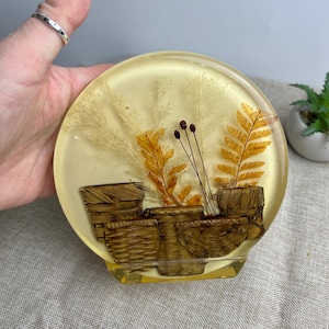 Vintage Colorflo Lucite Napkin Holder Mid-Century Floral Resin Kitchen Decor with Basket and Dried FLower Motif