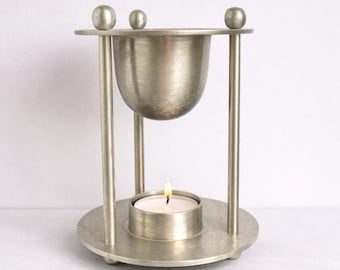 Mid Century Modern Metal Oil Burner – Danish Modern Aromatherapy Diffuser Tealight Candle Holder