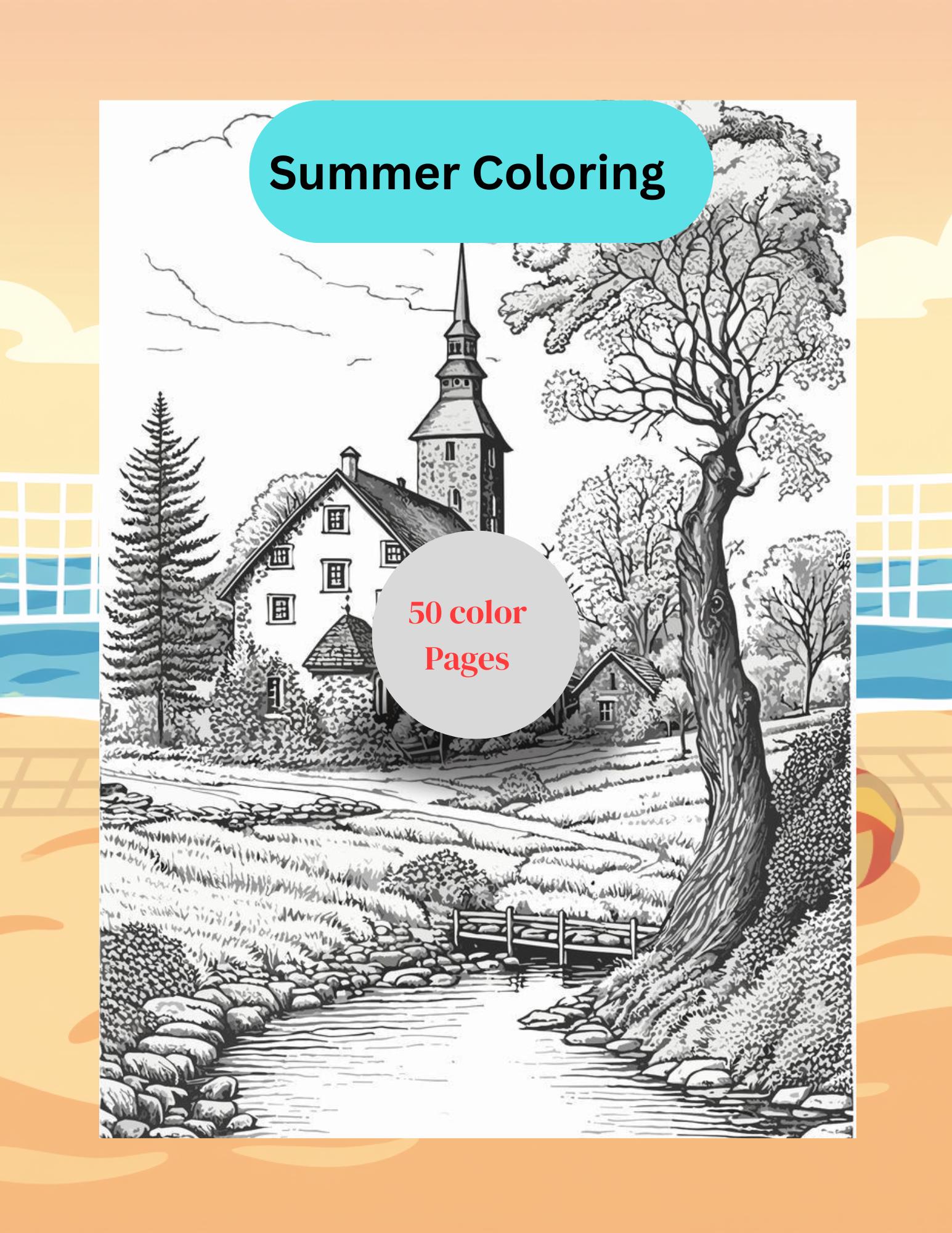 50 Pages House Coloring Book, Printable Home Illustrations (PDF ...