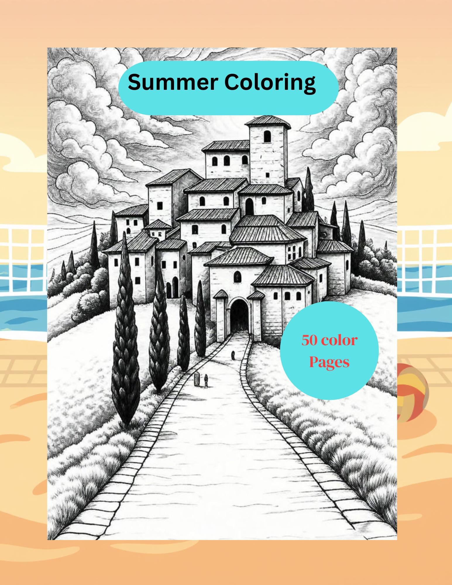 50 Pages House Coloring Book, Printable Home Illustrations (PDF ...