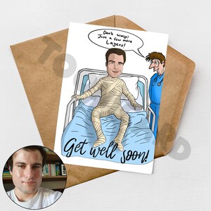 Cartão personalizado de melhoras, presente personalizado, cartão personalizado, caricatura, desenhado a partir de foto