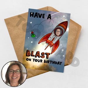 Carte d'anniversaire personnalisée dessinée à la main, cadeau personnalisé, carte personnalisée, caricature, carte d'anniversaire, dessinée à partir d'une photo