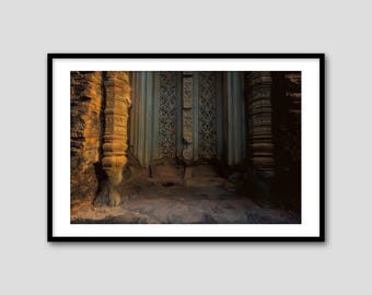 Mur du temple d'Angkor – Impression de photographies d'art | Cambodge | Chiffon photo Hahnemühle | Couleur | Détail de la texture de l'architecture du temple historique