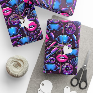 Playful Kink Icons Wrapping Paper, Valentine&#39;s Day, Bachelorette Party, Romantic Gift, Kink Gift, Birthday Gift Wrap