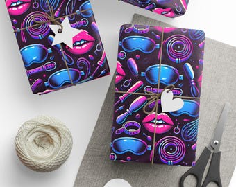 Playful Kink Icons Wrapping Paper, Valentine&#39;s Day, Bachelorette Party, Romantic Gift, Kink Gift, Birthday Gift Wrap