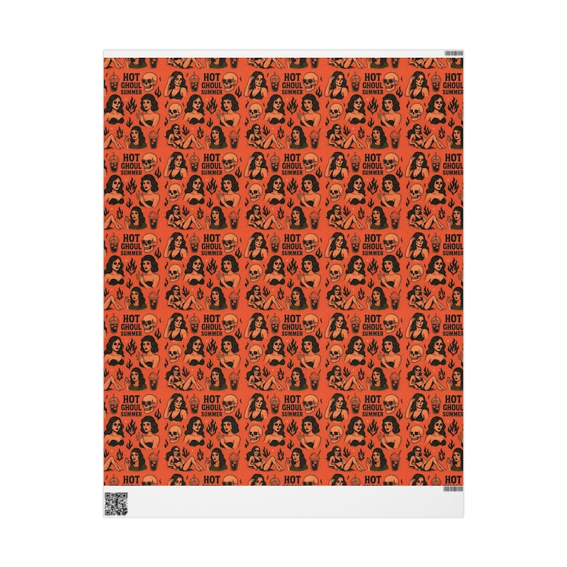 Hot Ghoul Summer Wrapping Paper: Spooky Gothic Gift Wrap image 3