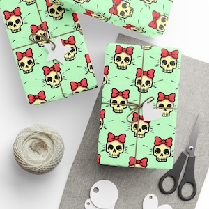 Carta da regalo con fiocco a forma di teschio - Carta da regalo giocosa per occasioni speciali, elegante decorazione per regali, confezioni natalizie, design gotico alternativo, divertente