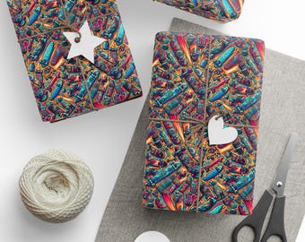 Papel de embrulho para skate: papel de presente colorido para festa de skate
