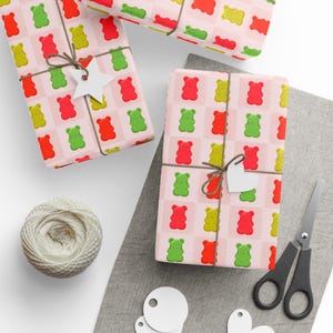 Gummy Bear Wrapping Paper: Colorful Candy Print, Birthday Gift Wrap