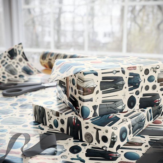 Papier cadeau pour costume et cravate pour homme, emballage cadeau