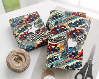Formula 1 Racing Wrapping Paper: Checkered Flag Gift Wrap