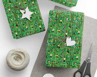 Rollo de papel para envolver regalos de fútbol: papel de regalo con temática deportiva