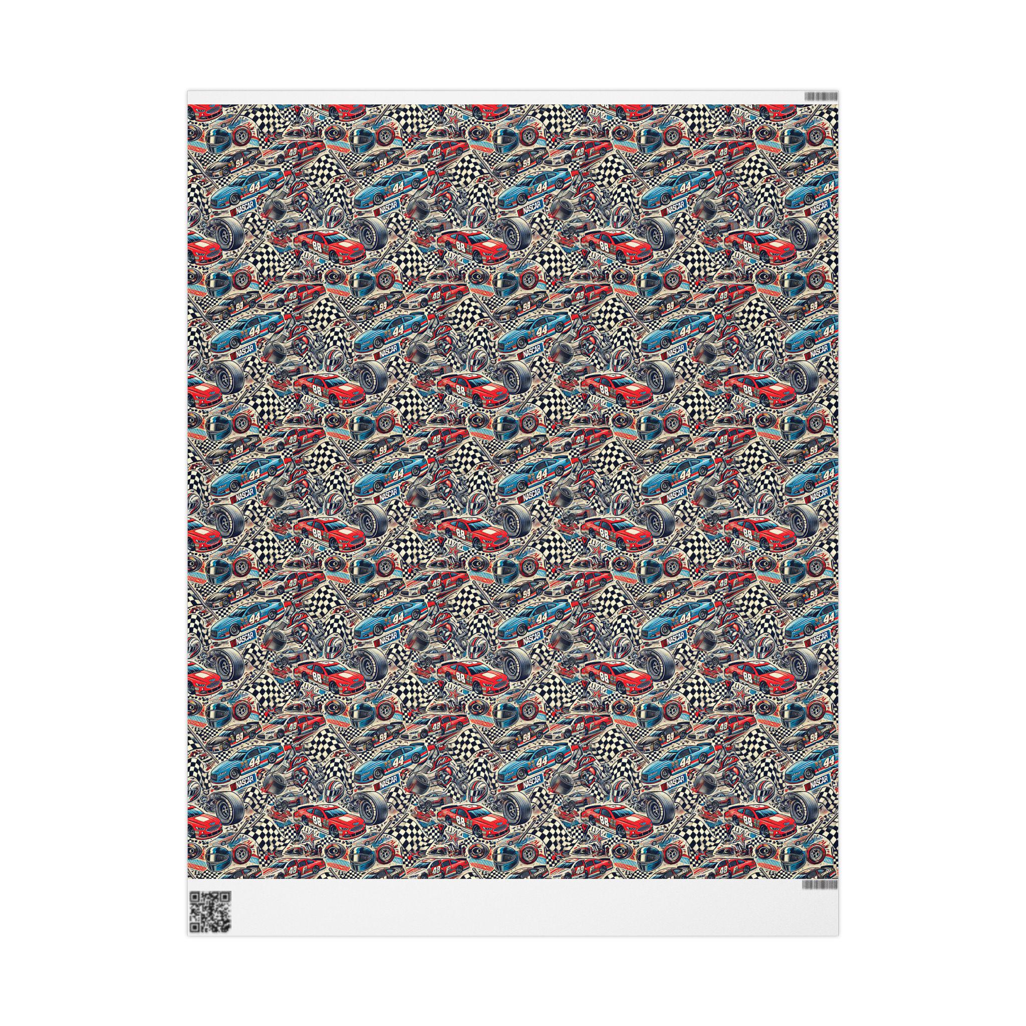 Tote Racing Paper Stock Car Racing Inspired Wrapping Papers, Race Car Gift Wrap, Sports ...