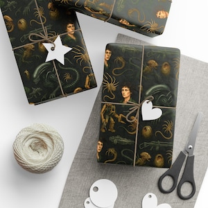 Sci-Fi Horror Wrapping Paper: Cosmic Alien Gift Wrap