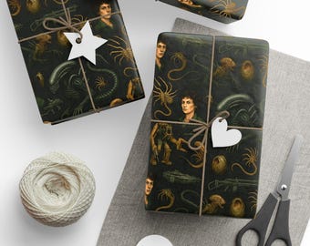 Sci-Fi Horror Wrapping Paper: Cosmic Alien Gift Wrap