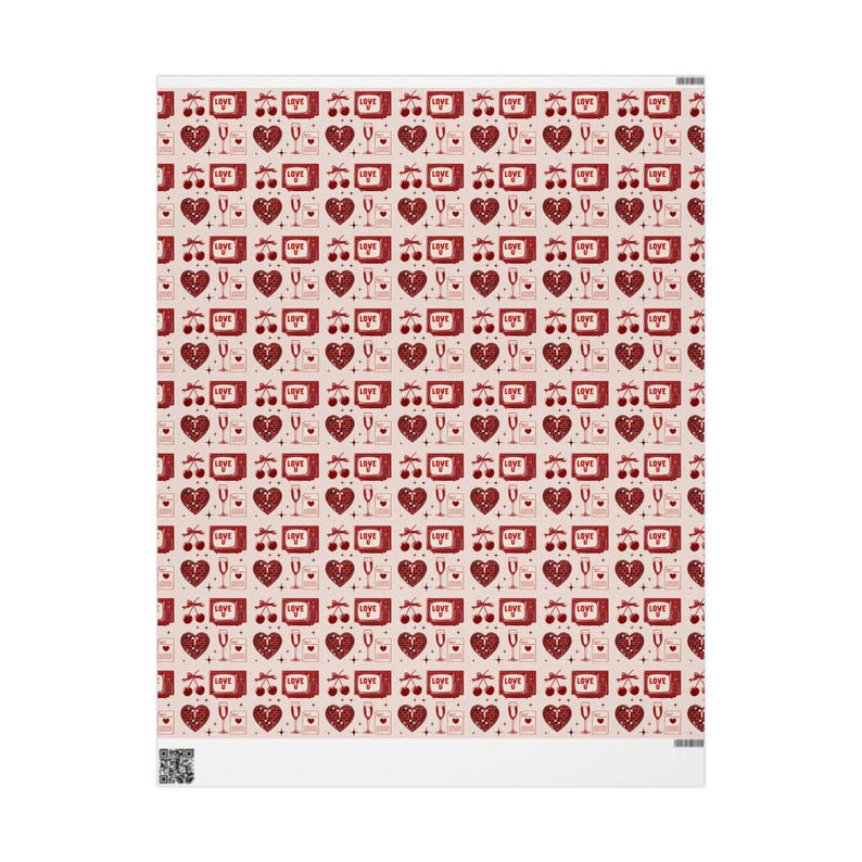 Vintage Valentine's Wrapping Paper: Nostalgic Love-Themed Gift Wrap image 3