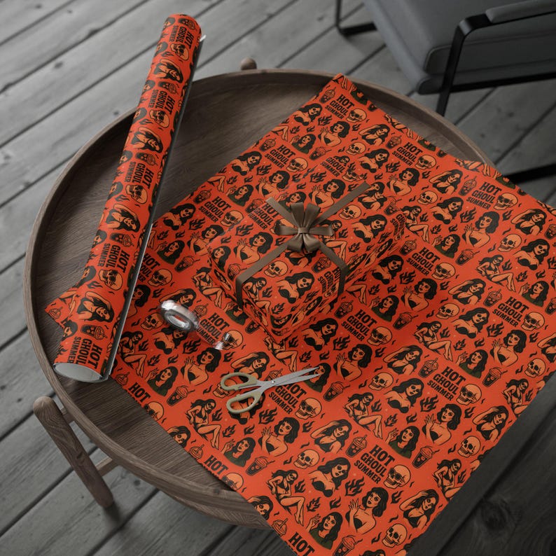 Hot Ghoul Summer Wrapping Paper: Spooky Gothic Gift Wrap image 9