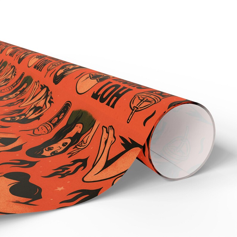 Hot Ghoul Summer Wrapping Paper: Spooky Gothic Gift Wrap image 7