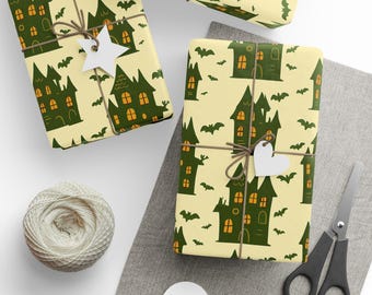 Haunted House Halloween Wrapping Paper: Spooky Gift Wrap