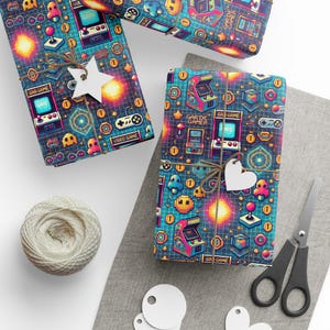 Retro Arcade Wrapping Paper: Fun Gamer Gift Wrap Roll