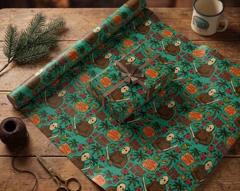 Summerween Slasher Wrapping Paper: Tropical Horror Gift Wrap