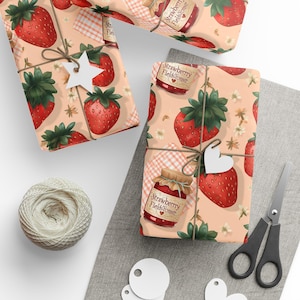 Strawberry Wrapping Papers, Fruit Gift Wrap, Berry Paper Sheets, Jam Packaging Supplies, Summer Party Decor