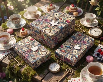 Alice in Wonderland Wrapping Paper: Whimsical Storybook Design