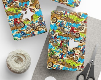 Inpakpapier motorcross: cadeaupapier Braap crossmotor