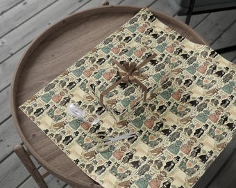 Papel de regalo con diseño de gato victoriano, papel de regalo original