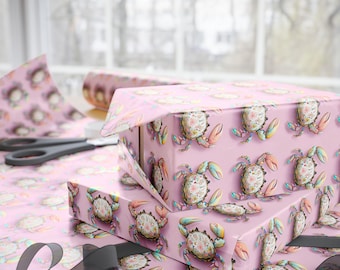 Pastel Crab Print Wrapping Paper – Ocean Theme Gift Wrap Roll