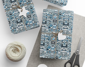 Hockey Wrapping Papers, Sports Gift Wrap, Hockey Gift Packaging, Team Gift Wrap, Hockey Lover Wrapping Paper