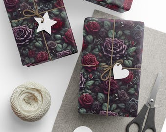 Gothic Rose Wrapping Paper: Dark Floral Gift Wrap