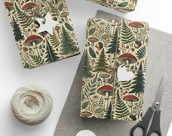 Cottagecore Mushroom Wrapping Paper: Rustic Woodland Gift Wrap