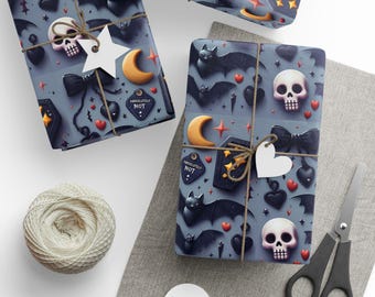 Whimsical Goth Wrapping Paper - Halloween Gift Wrap