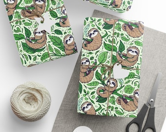 Sloth Gift Wrap, Animal Birthday Wrapping Paper
