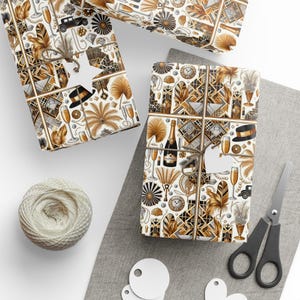 Papier do pakowania w stylu Vintage Great Gatsby - Art Deco do pakowania prezentów, retro opakowania świąteczne, artykuły imprezowe z lat 20., eleganckie wydarzenie