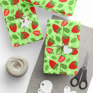 Carta da regalo a forma di fragola, rotolo di carta da regalo, grazioso motivo a frutta, confezioni regalo di compleanno, articoli per scrapbooking, arti e mestieri, feste