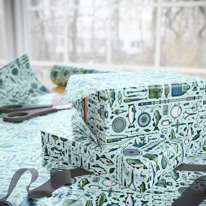 Fishing Wrapping Paper | Whimsical Nature Design, Gift Wrap for Holidays, Parties, Birthdays, Father&#39;s Day