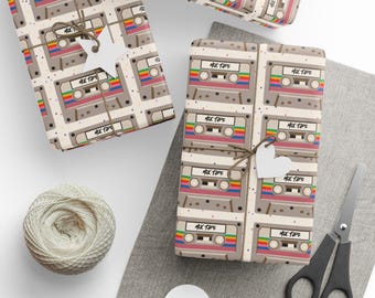 Papel de regalo para casetes retro: papel de regalo para amantes de la música