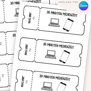 Bono de medios, tiempo de medios, bono infantil, plantilla Canva, personalizable