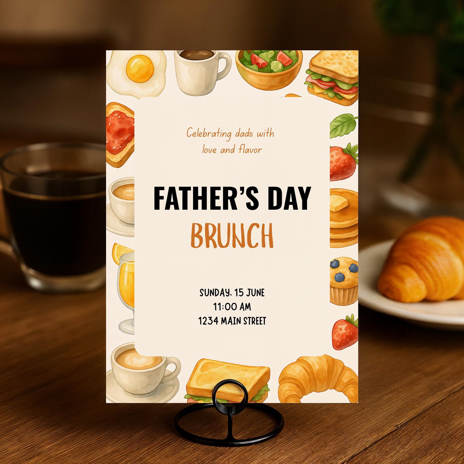 Editable Father’s Day Brunch Invitation Canva Template, Printable ...