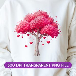 Valentinstag Liebesbaum PNG, Rosa Herzbaum Clipart, Liebesherzen Baum, Valentinstag druckbares Aquarell, perfekt für Karten, Kunsthandwerk und Heimwerker